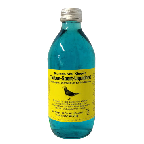 "Blaue Bombe" 330ml - Dr.med.vet.Kluge's Tauben-Sport-Liquidolyt für Haustiere im Tierfutterpro Shop