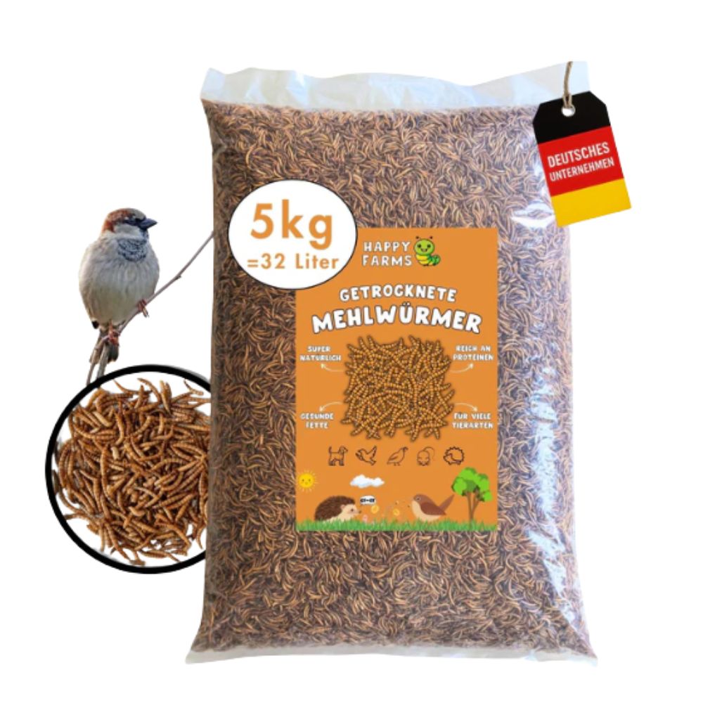 HappyFarms Mehlwürmer getrocknet - 5kg Folienbeutel