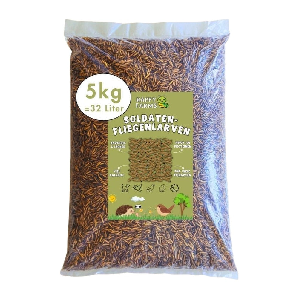 HappyFarms Soldatenfliegenlarven getrocknet - 5kg Folienbeutel