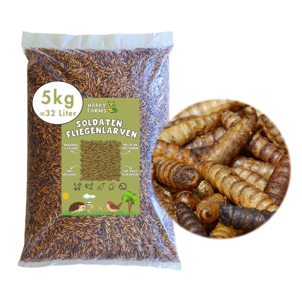 HappyFarms Soldatenfliegenlarven getrocknet - 5kg Folienbeutel