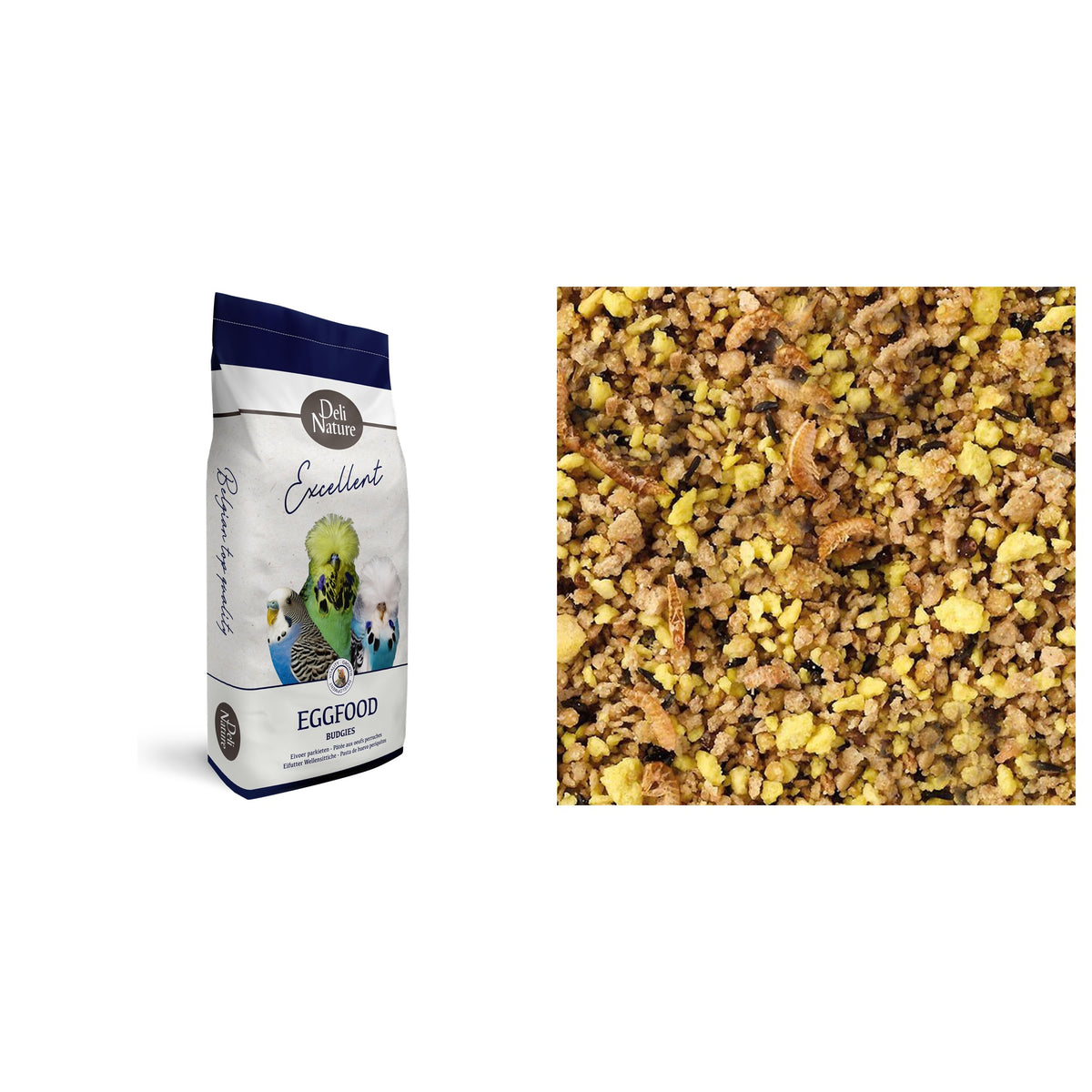 Deli Nature Eifutter Wellensittiche 10 kg Sack und Futterdetail
