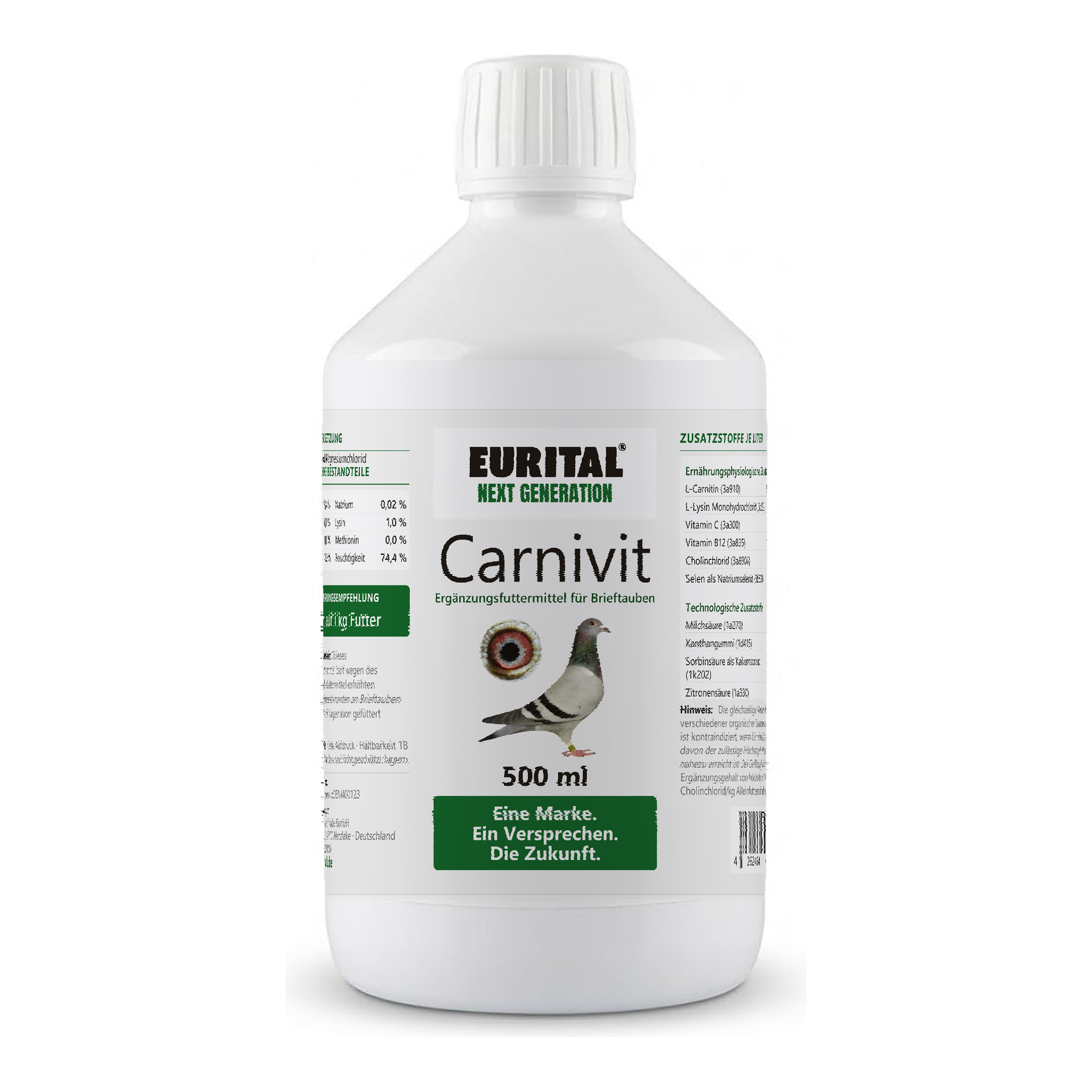 Eurital Carnivit 500 ml Flasche – L-Carnitin Ergänzungsfutter für Brieftauben