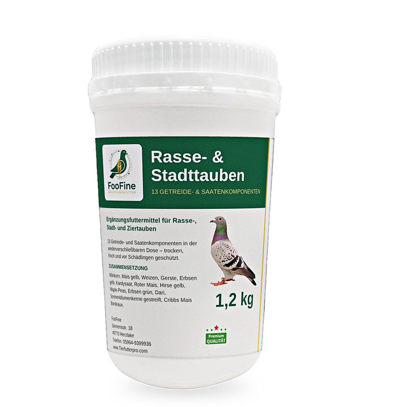 FooFine Rasse- & Stadttauben Taubenfutter 1,2 kg Dose