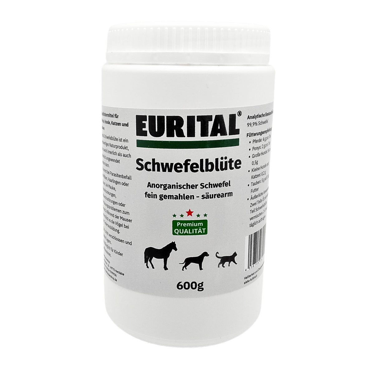 Eurital Sulfur Flowers 600g for horses, dogs, cats, birds